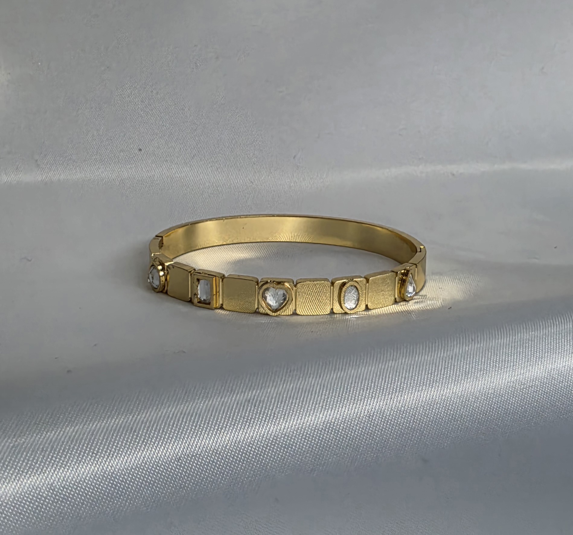 Multi Shape Crystal Gold Kada — view 2